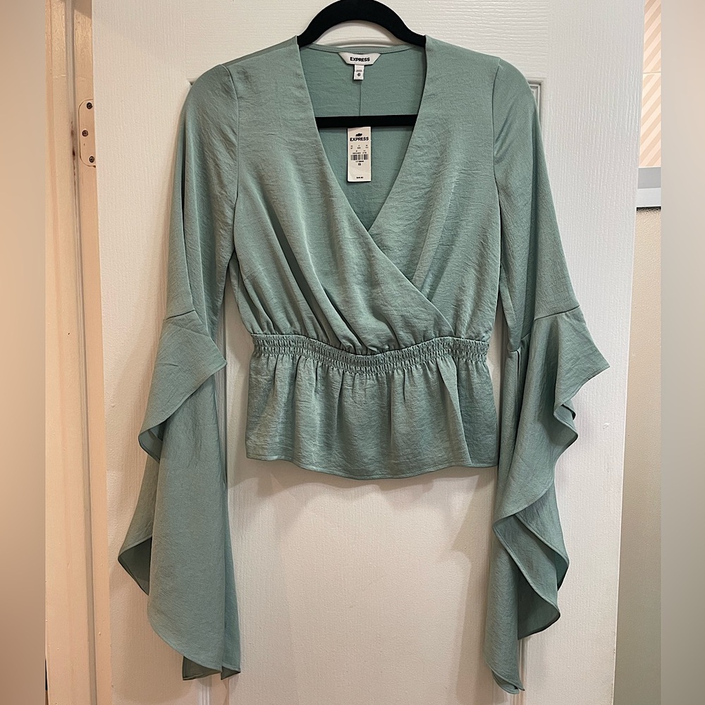 Express Cascade Sleeve Peplum Blouse - Size XS